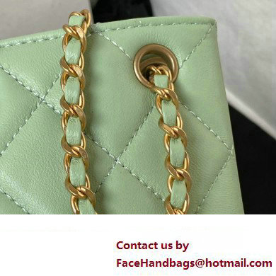 Chanel Lambskin  &  Gold-Tone Metal Baguette Bag AS4611 mint green 2024